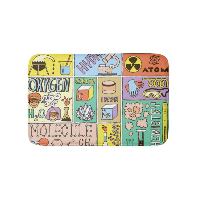 Chemie Science Vintag Illustration Set Badematte (Vorderseite)