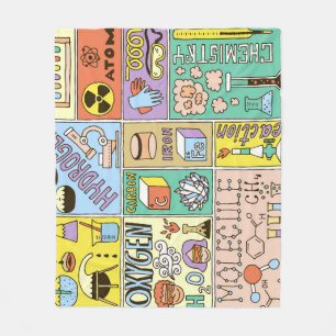 Chemie Science Vintag Illustration Set Fleecedecke