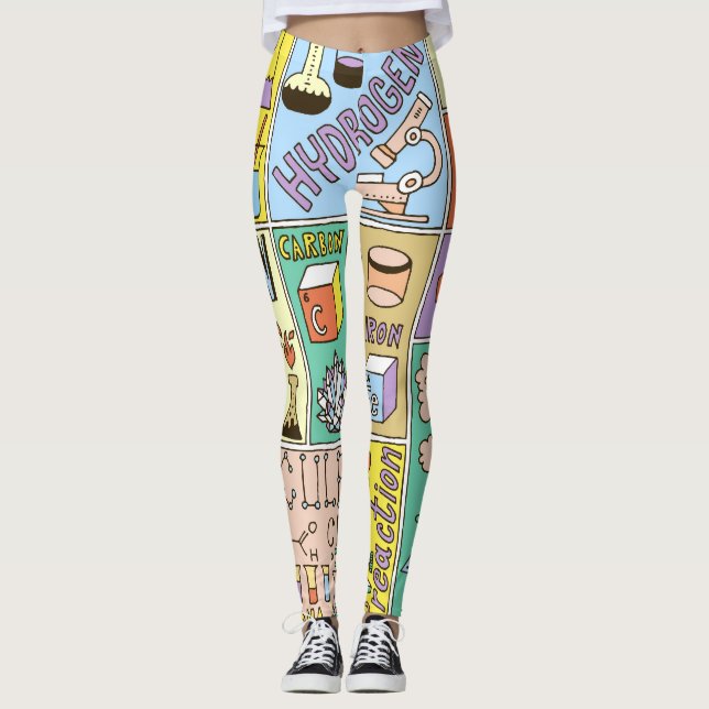 Chemie Science Vintag Illustration Set Leggings (Vorderseite)