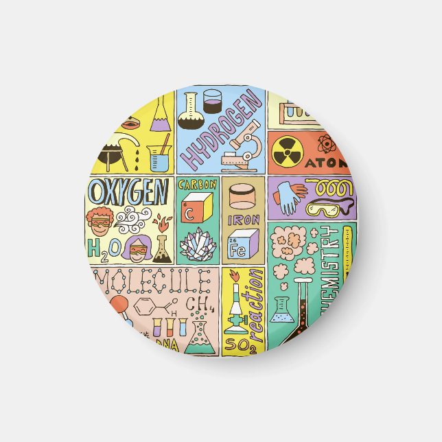 Chemie Science Vintag Illustration Set Magnet (Vorne)