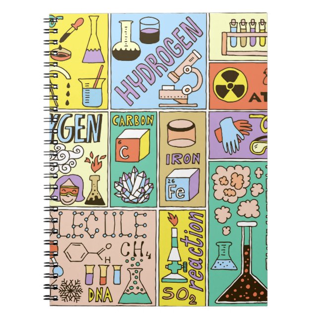 Chemie Science Vintag Illustration Set Notizblock (Vorderseite)