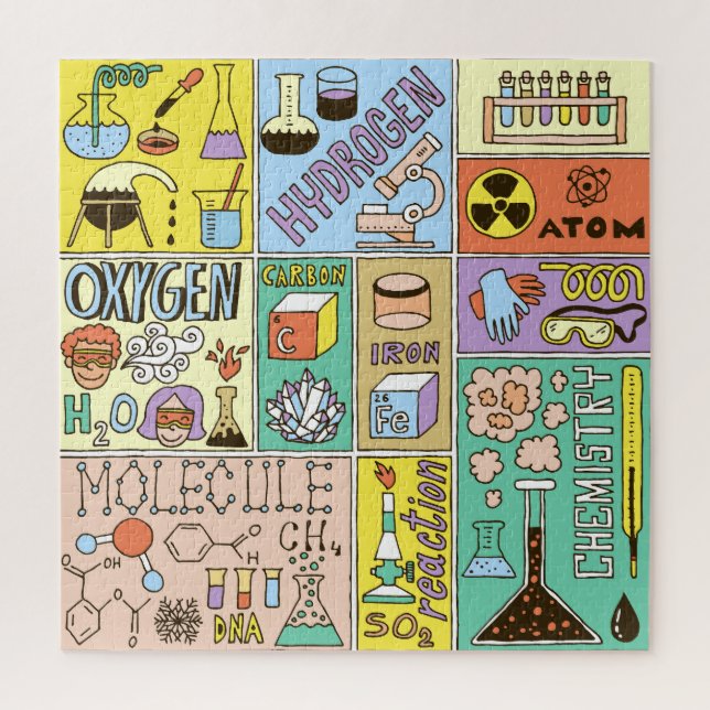 Chemie Science Vintag Illustration Set Puzzle (Vertikal)