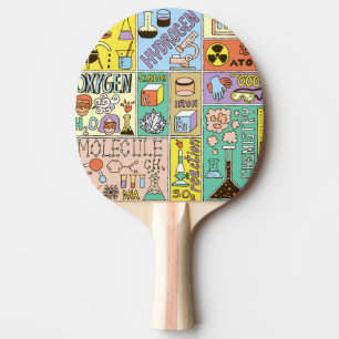 Chemie Science Vintag Illustration Set Tischtennis Schläger