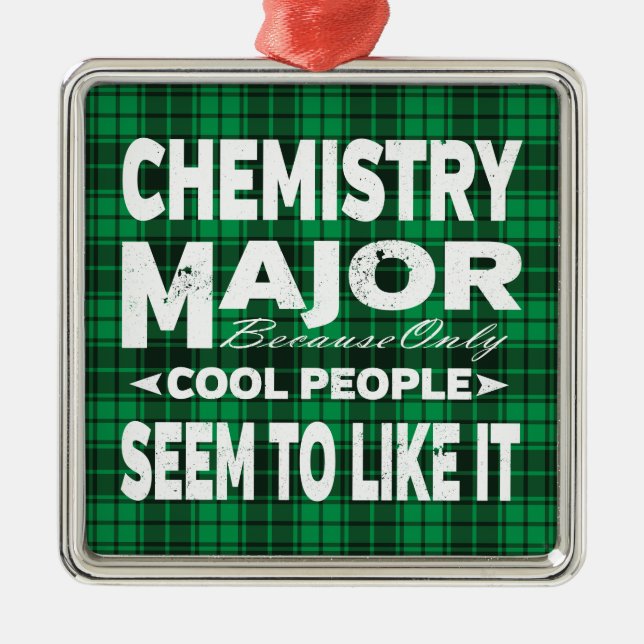 Chemie Uni Major Student Green Kariert Ornament Aus Metall (Vorne)