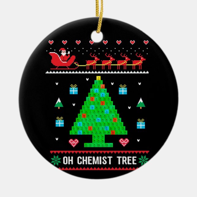 Chemie Weihnachtskleidung Chemist Tree Xmas Keramik Ornament (Vorne)