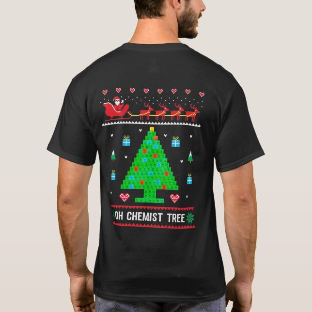 Chemie Weihnachtskleidung Chemist Tree Xmas T-Shirt (Rückseite)
