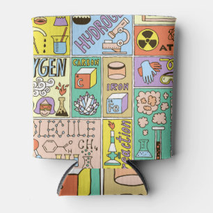Chemie-Wissenschaft Vintage-Illustrations-Set Dosenkühler
