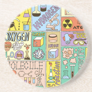 Chemie-Wissenschaft Vintage-Illustrations-Set Getränkeuntersetzer