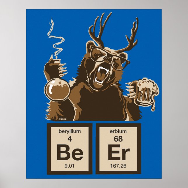 Chemiebär entdeckte Bier Poster (Vorne)