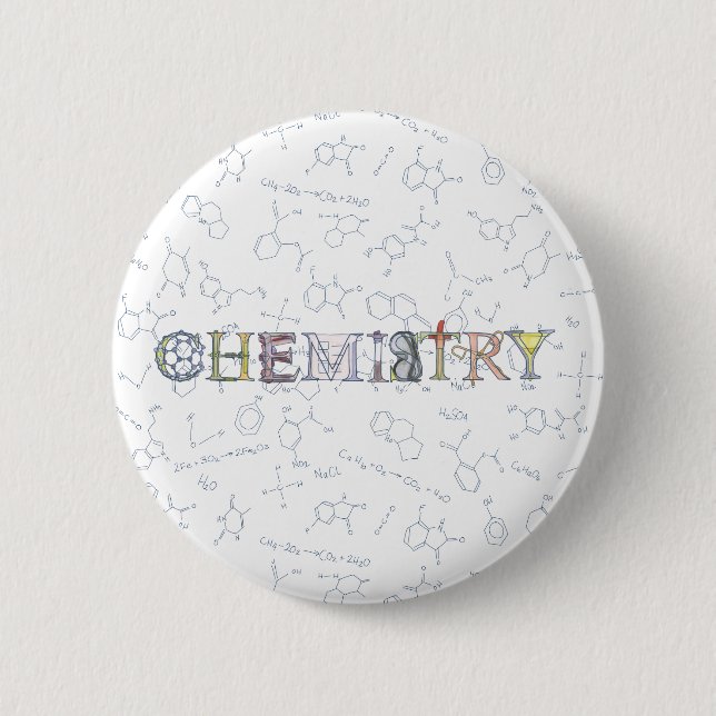 Chemiediagramme und Typografieentwurf Button (Vorderseite)