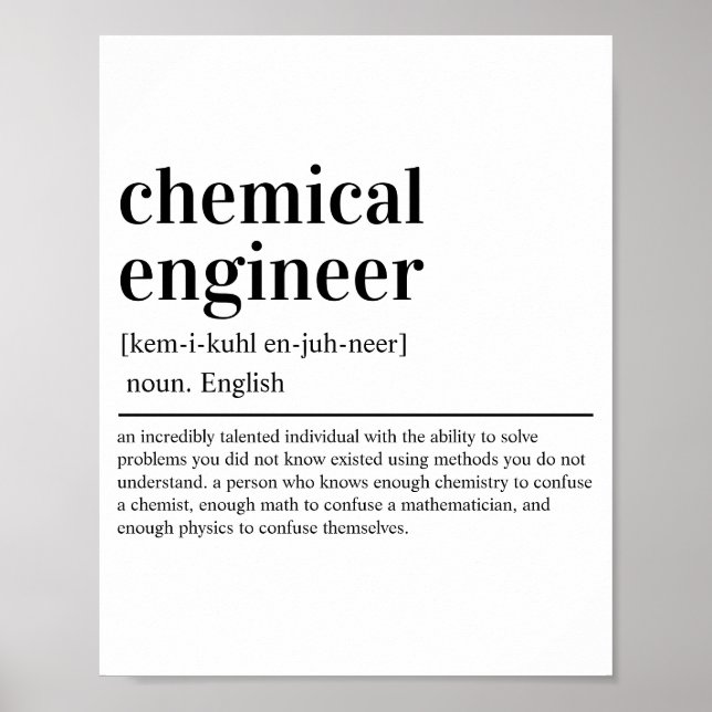 Chemieingenieur - Definition der "Funny Engineerin Poster (Vorne)