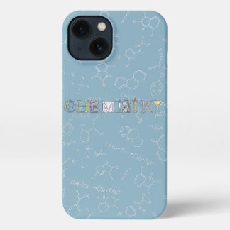 Chemiekartografie und Typografie blau iPhone 13 Hülle
