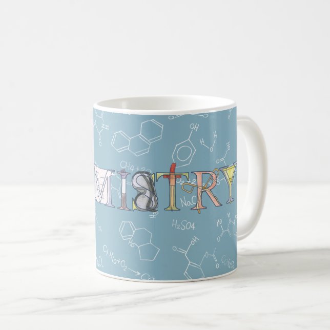 Chemiekartografie und Typografie blau Kaffeetasse (VorderseiteRechts)