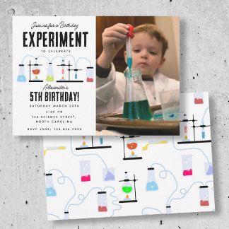 Chemiewissenschaft Custom Kids Foto Geburtstagspar Einladung