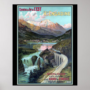 Chemins de fer de L'EST für Davos und St. Moritz Poster