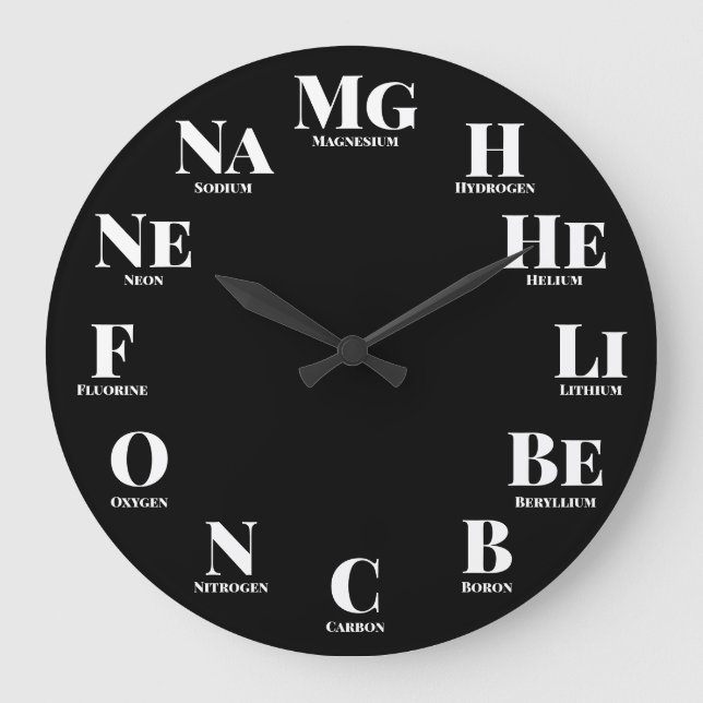 Chemische Elemente Nerdy Große Wanduhr (Vorderseite)