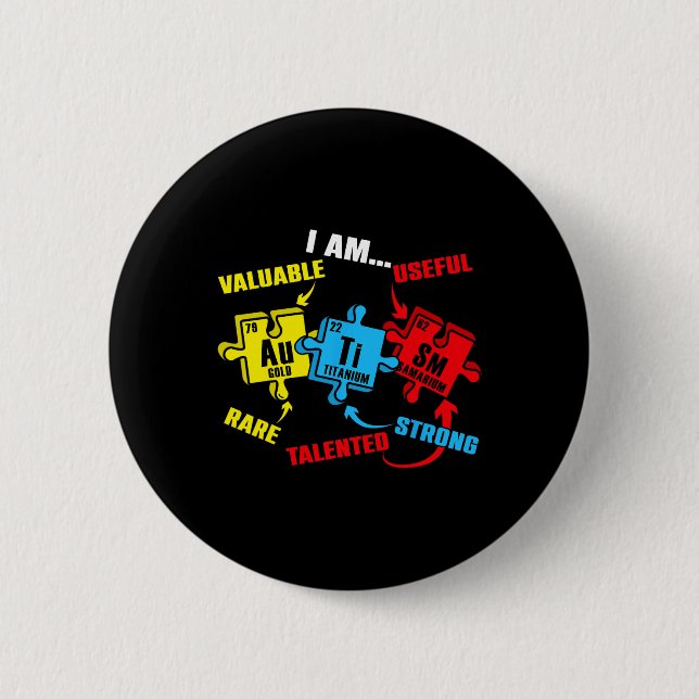 Chemische Elemente Periodisches Puzzle Autismus Aw Button (Vorderseite)