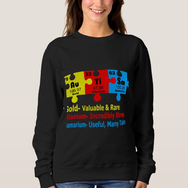 Chemische Elemente zur Sensibilisierung für Autism Sweatshirt (Vorderseite)
