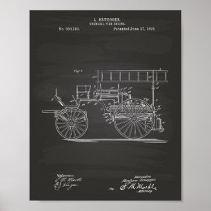 Chemische Feuerwehr Motor 1893 Patentenkabine Poster