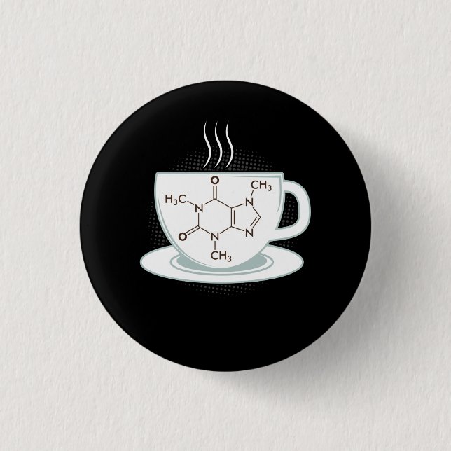 Chemische Koffeinmoleküle Button (Vorderseite)