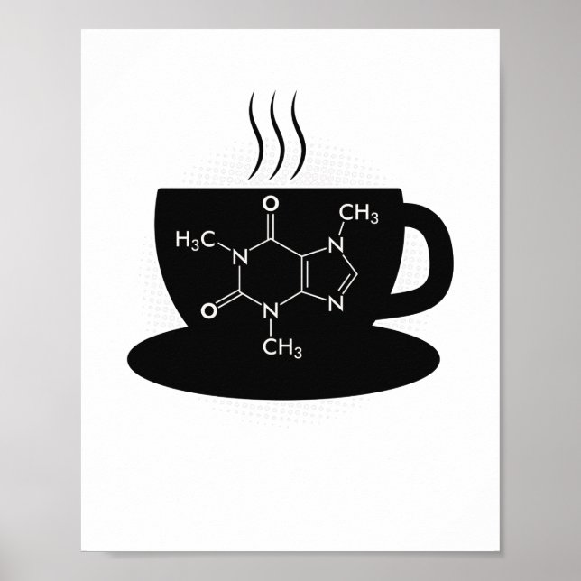 Chemische Koffeinmoleküle Poster (Vorne)