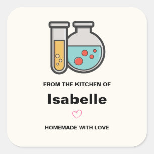 Chemische Prüfröhre und Beaker Funny Kitchen Quadratischer Aufkleber