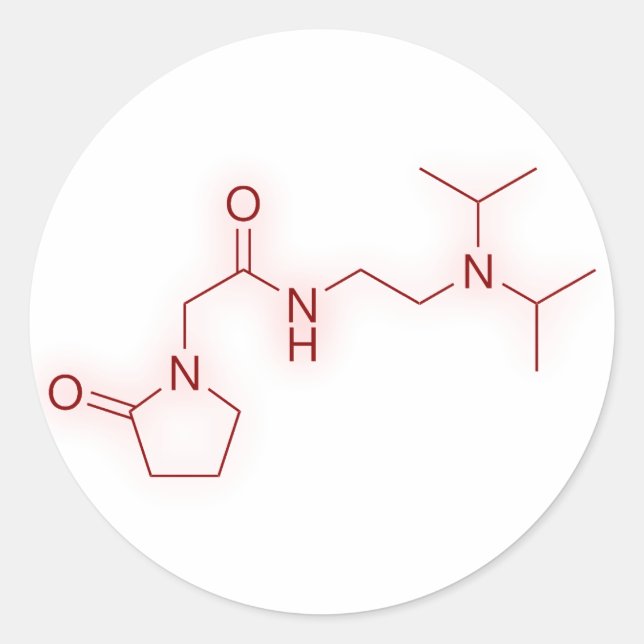 Chemische Struktur von Pramiracetam Runder Aufkleber (Vorderseite)