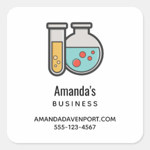 Chemische Teströhre und Beaker-Geschäft Quadratischer Aufkleber