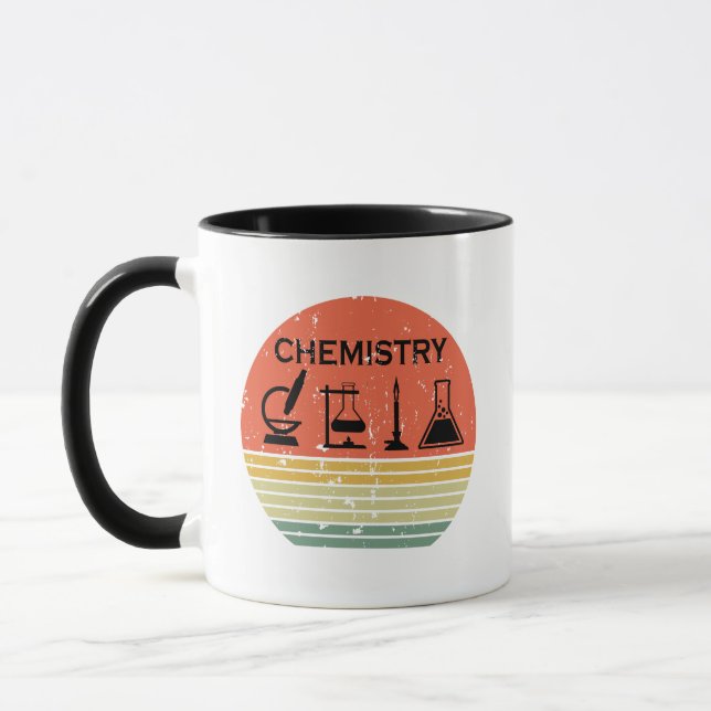 Chemische Vintage Retrostreifen-Muster Tasse (Links)