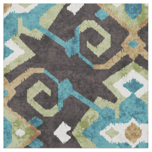 Chemisches braunes und aquamarines Tribal-Muster Stoff