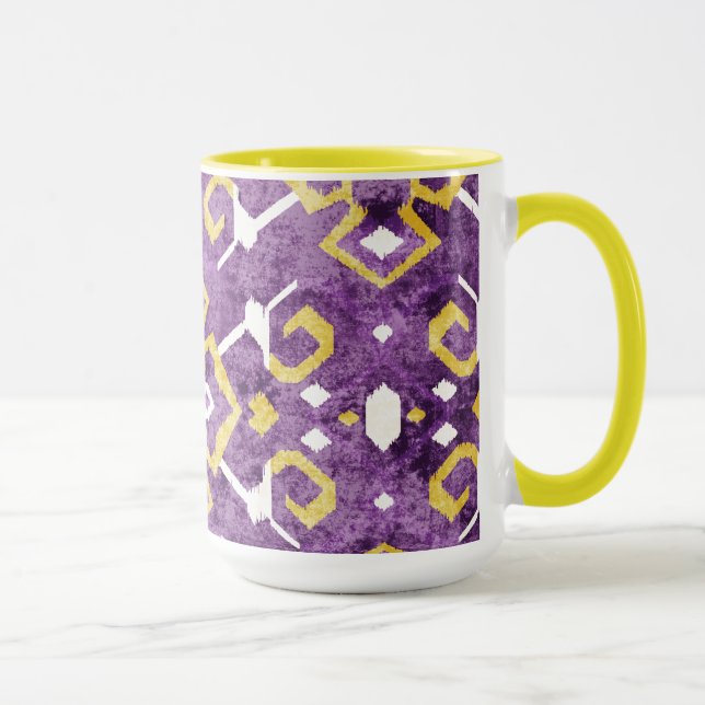 Chemisches lila Ikat-Stammmuster Tasse (Rechts)