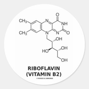 Chemisches Molekül des Riboflavin-(Vitamin B2) Runder Aufkleber
