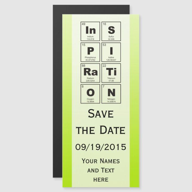 Chemisches Periodensystem der Elemente: InSPIRaTiO Magneteinladung (Vorne/Hinten)