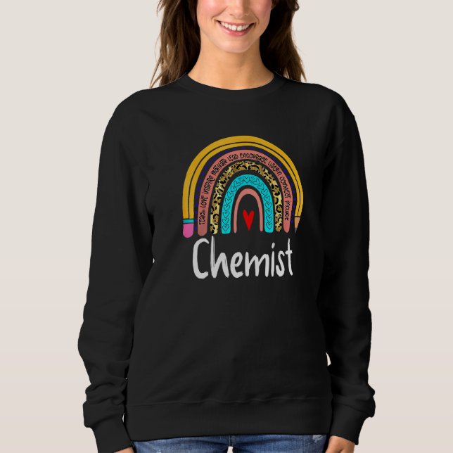 Chemist Leopard Rainbow Back to School Teacher Che Sweatshirt (Vorderseite)
