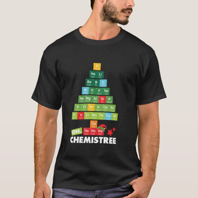 Chemistream Weihnachtsbaum Chemie Teache T-Shirt (Vorderseite)