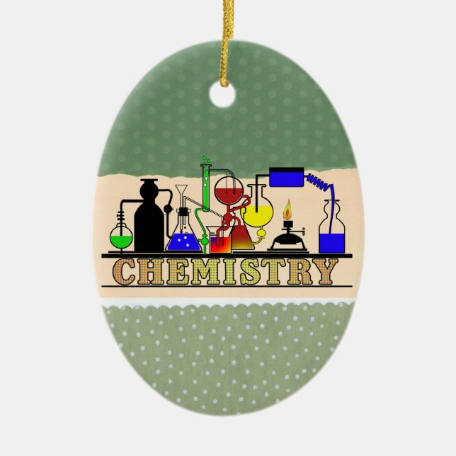 CHEMISTRISCHE BEAKERS UND FLASKS-LOGO KERAMIKORNAMENT (Vorne)