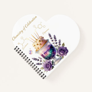 Chemistry Birthday Celebration Flask and Floral Ca Notizbuch