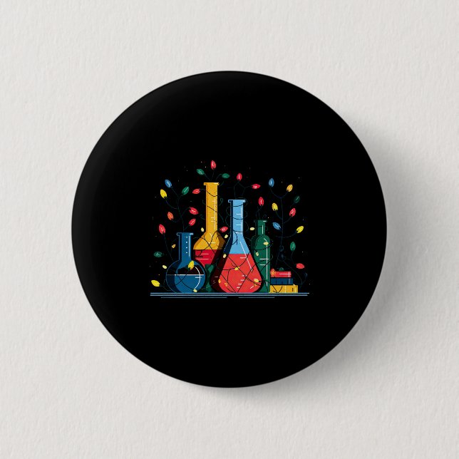 Chemistry Christmas Lights Lover Chemist Science L Button (Vorderseite)