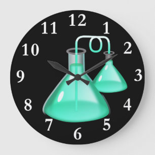 Chemistry Flasks Round Wall Clock Große Wanduhr