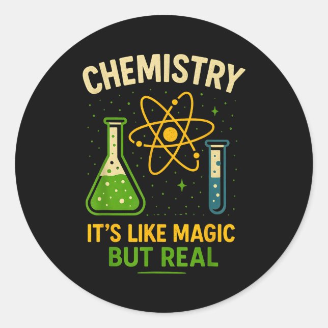 Chemistry It’s Like Magic Funny Science Teacher St Runder Aufkleber (Vorderseite)