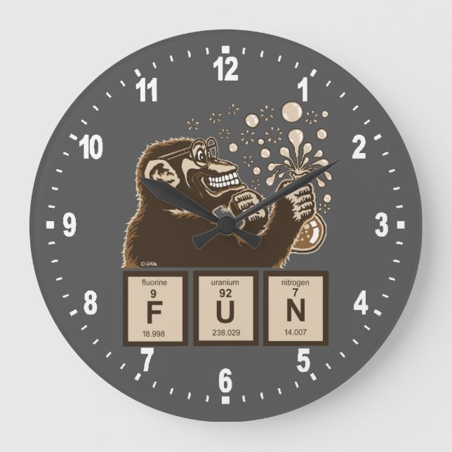 Chemistry monkey discovered fun große wanduhr (Vorderseite)