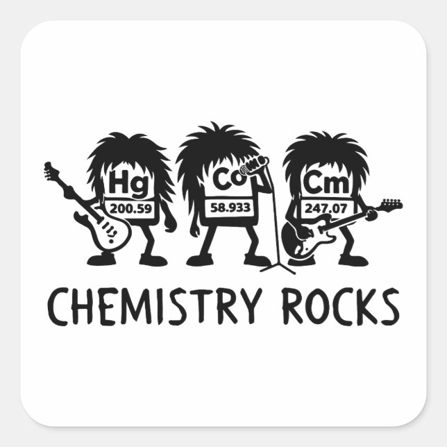 Chemistry Rocks Science Rock Band Quadratischer Aufkleber (Vorderseite)