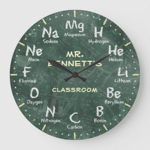 Chemistry Science Chalkboard Personalizable Clock Große Wanduhr