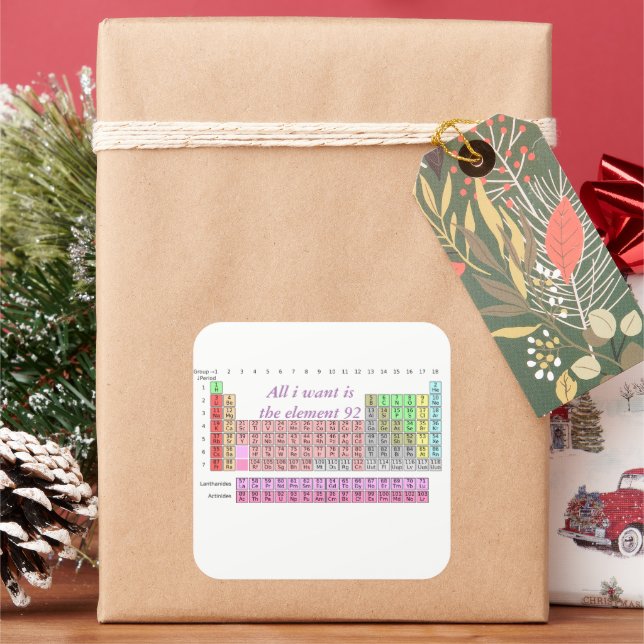 Chemistry Teacher Periodic Table All I Want is U Quadratischer Aufkleber (Feiertag)