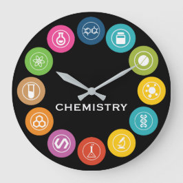 Chemistry Teacher Symbol Black Große Wanduhr