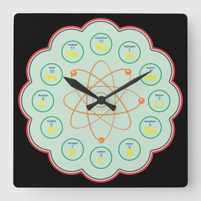 Chemistry Themed Quadratische Wanduhr (Vorderseite)