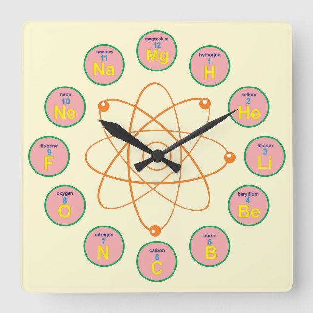 Chemistry Themed Square Wall Clock Quadratische Wanduhr (Vorderseite)