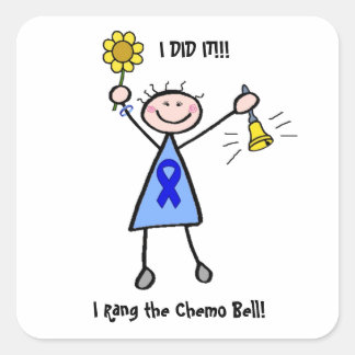 Chemo Bell - Colon Cancer Woman Quadratischer Aufkleber