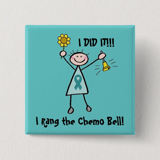 Chemo Bell - Eierstockkrebs-aquamarines Band Button (Vorderseite)