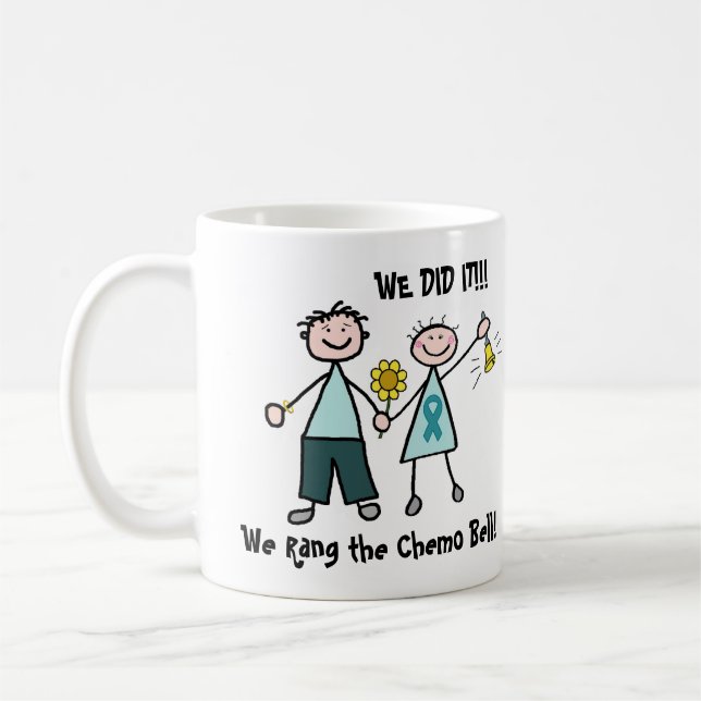 Chemo Bell - Eierstockkrebs-aquamarines Band Tasse (Links)